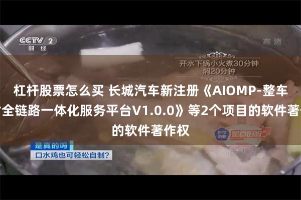 杠杆股票怎么买 长城汽车新注册《AIOMP-整车交付全链路一体化服务平台V1.0.0》等2个项目的软件著作权