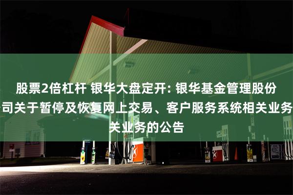 股票2倍杠杆 银华大盘定开: 银华基金管理股份有限公司关于暂停及恢复网上交易、客户服务系统相关业务的公告